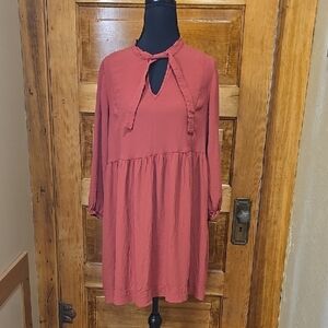 Free Assembly Casual Red Long Sleeve Dress M